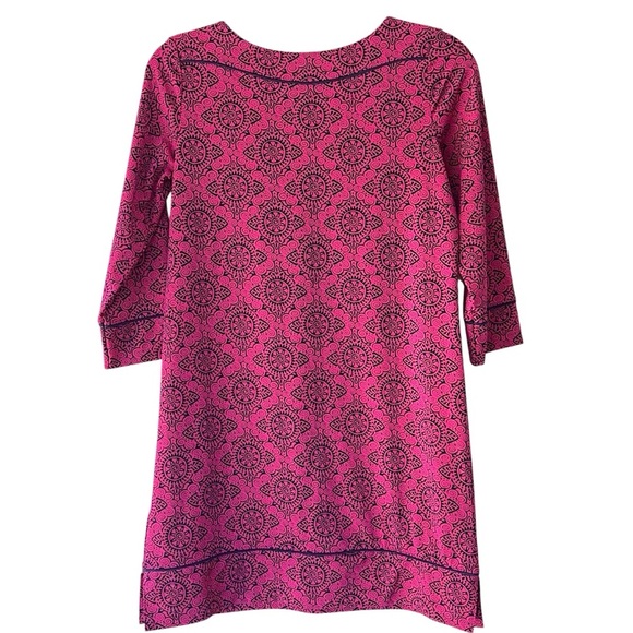 LANDS’ END | NWOT 3/4 SLEEVE SHEETH DRESS UPF 50 BRIGHT PINK & NAVY BLUE TRIM XS - Picture 6 of 8